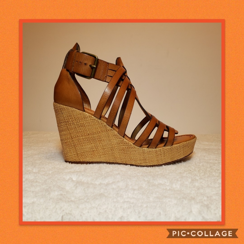 Trask Platform Leather Wedges Size 9 - Picture 3 of 8